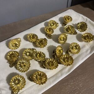 Vintage gold metal pine cone candle clips Christmas tree set 20